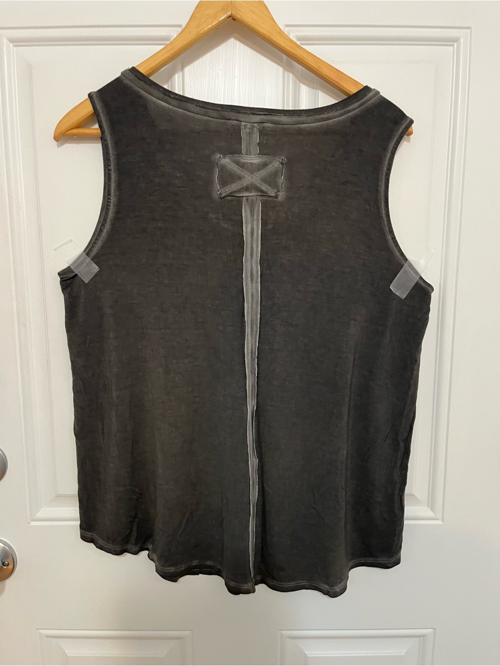 Women’s Washed V-Neck Tank Top - Black - Picture 3 of 4